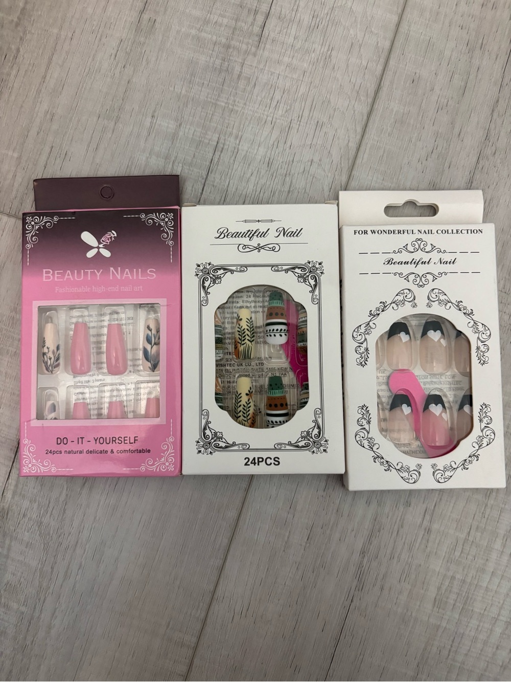 23 Pc Press On Nail Lot False Nails Variety Almond Coffin French Floral - Picture 7 of 9